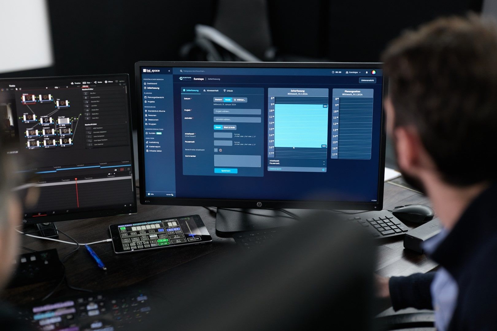 Grading suite time recorded against a freispace booking